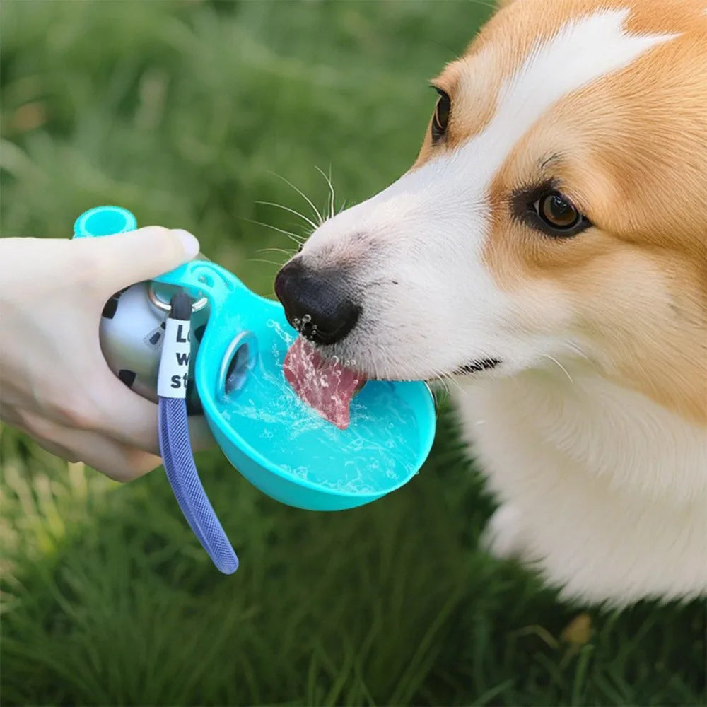 Portable Dog Water Bottle – Leak‑Proof Stainless Steel with Silicone Bowl (285ml)
