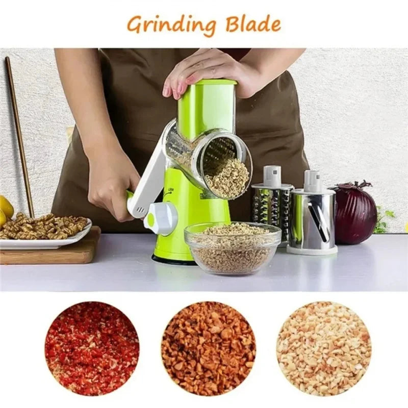 Manual Rotary Cheese Grater – 3‑in‑1 Vegetable Slicer & Shredder