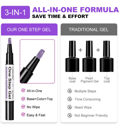 LIMEGIRL 12 Pcs Gel Nail Polish Pen Set 3in1 Gel Nail Varnish Quick-Dry Long-Lasting Graffiti Painting Nail Polish Set