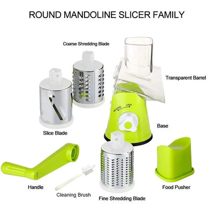 Manual Rotary Cheese Grater – 3‑in‑1 Vegetable Slicer & Shredder