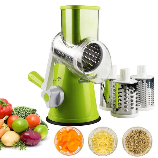 Manual Rotary Cheese Grater – 3‑in‑1 Vegetable Slicer & Shredder