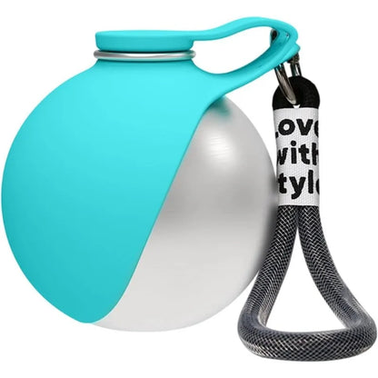 Portable Dog Water Bottle – Leak‑Proof Stainless Steel with Silicone Bowl (285ml)