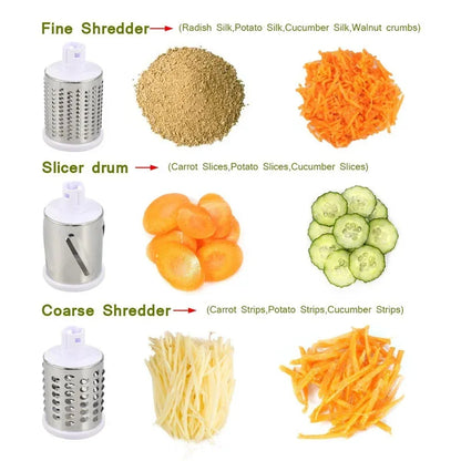 Manual Rotary Cheese Grater – 3‑in‑1 Vegetable Slicer & Shredder