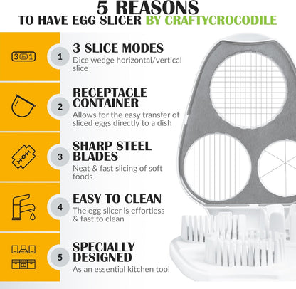 304 Stainless Steel 3‑in‑1 Egg Slicer